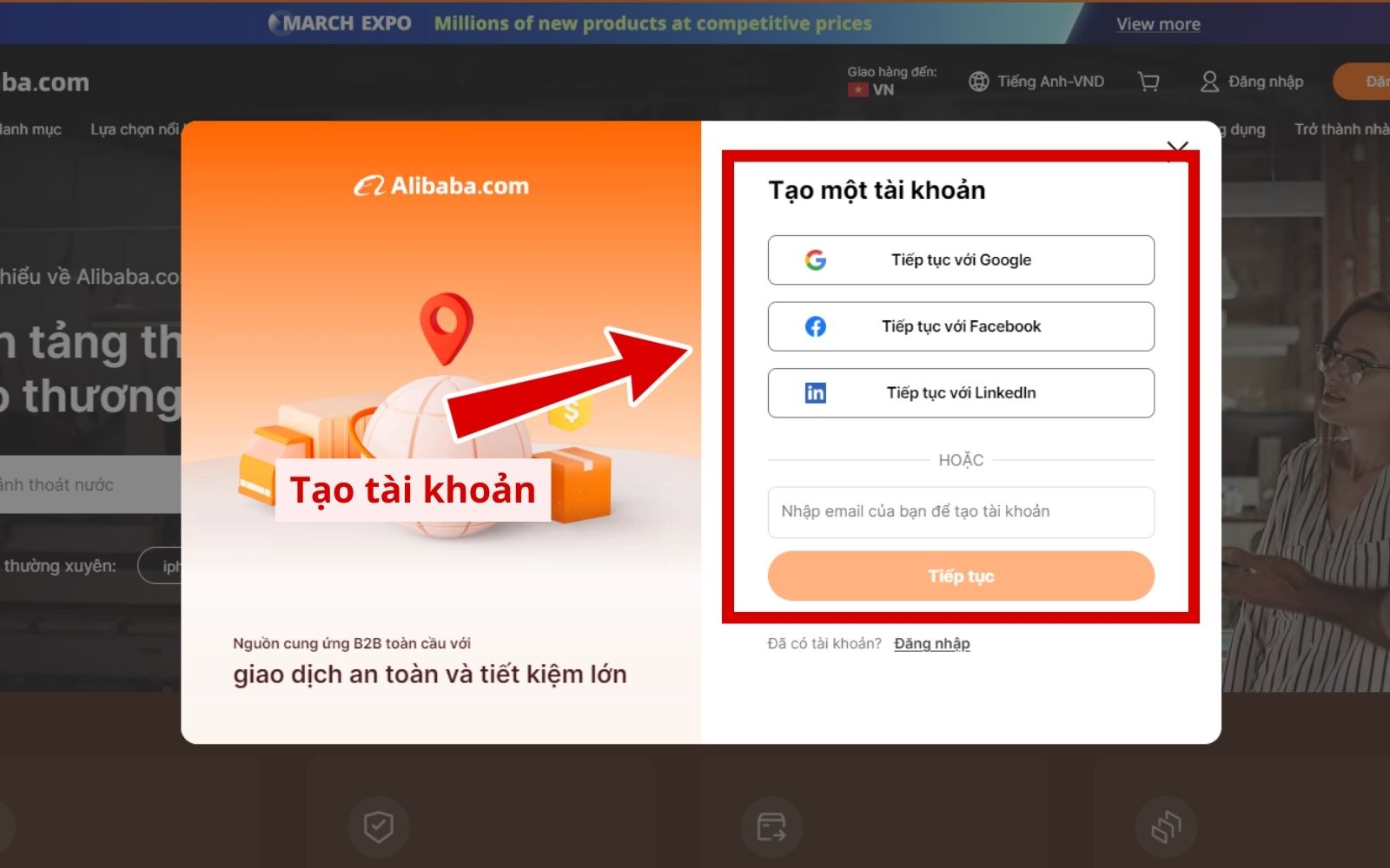 Cách tự order hàng alibaba
