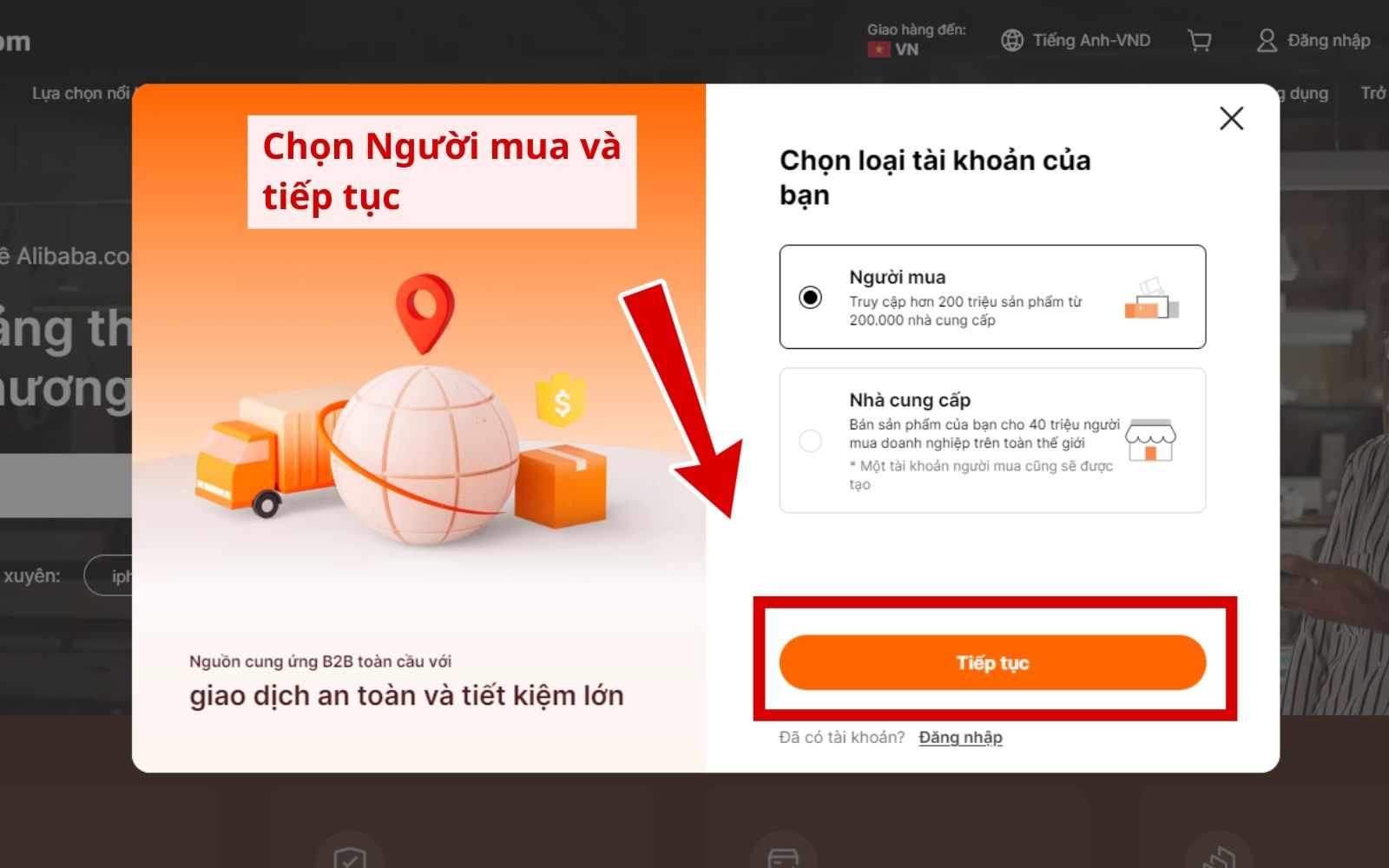 Hướng dẫn tự mua hàng alibaba