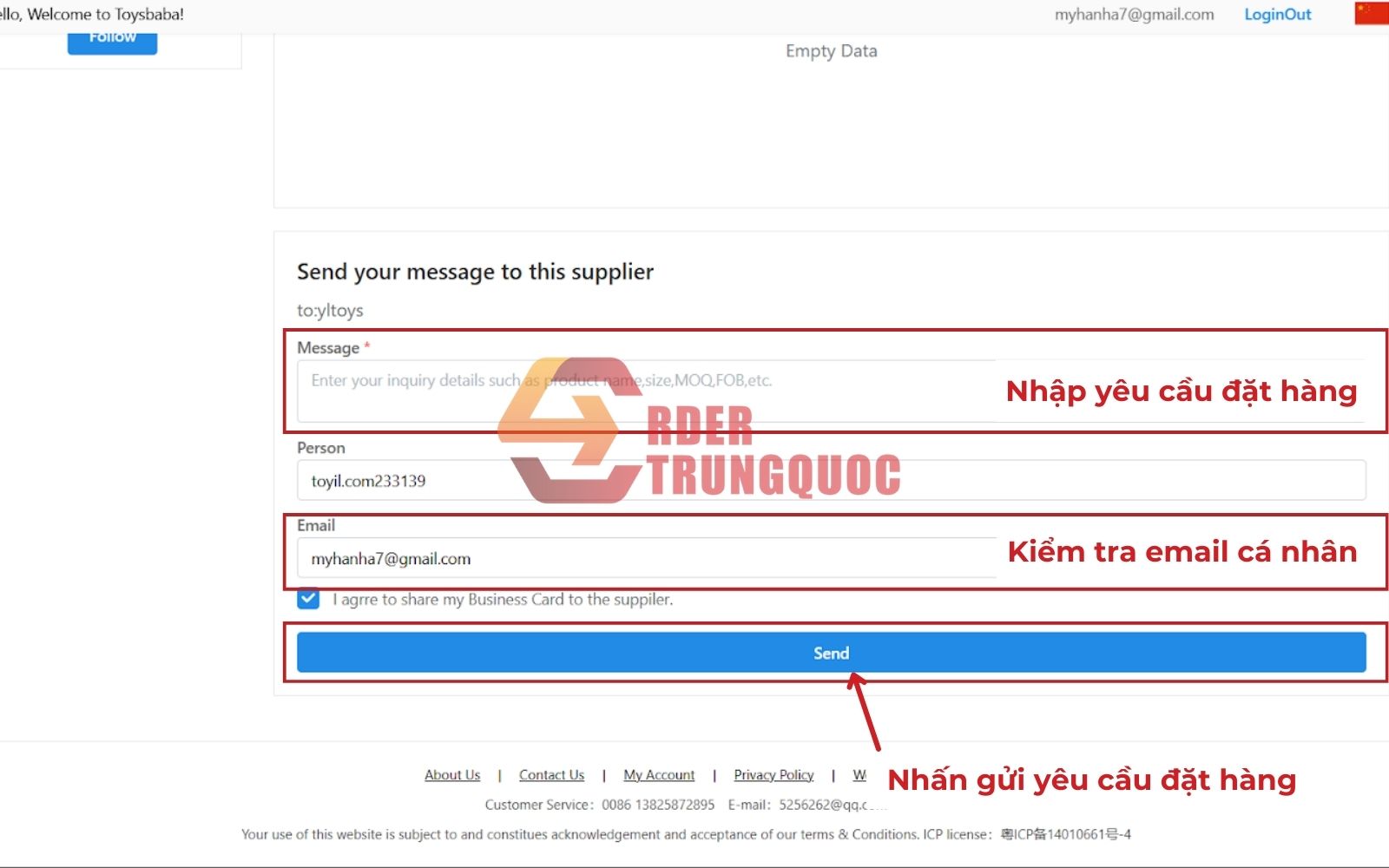 Cách order hàng hóa toybaba.com