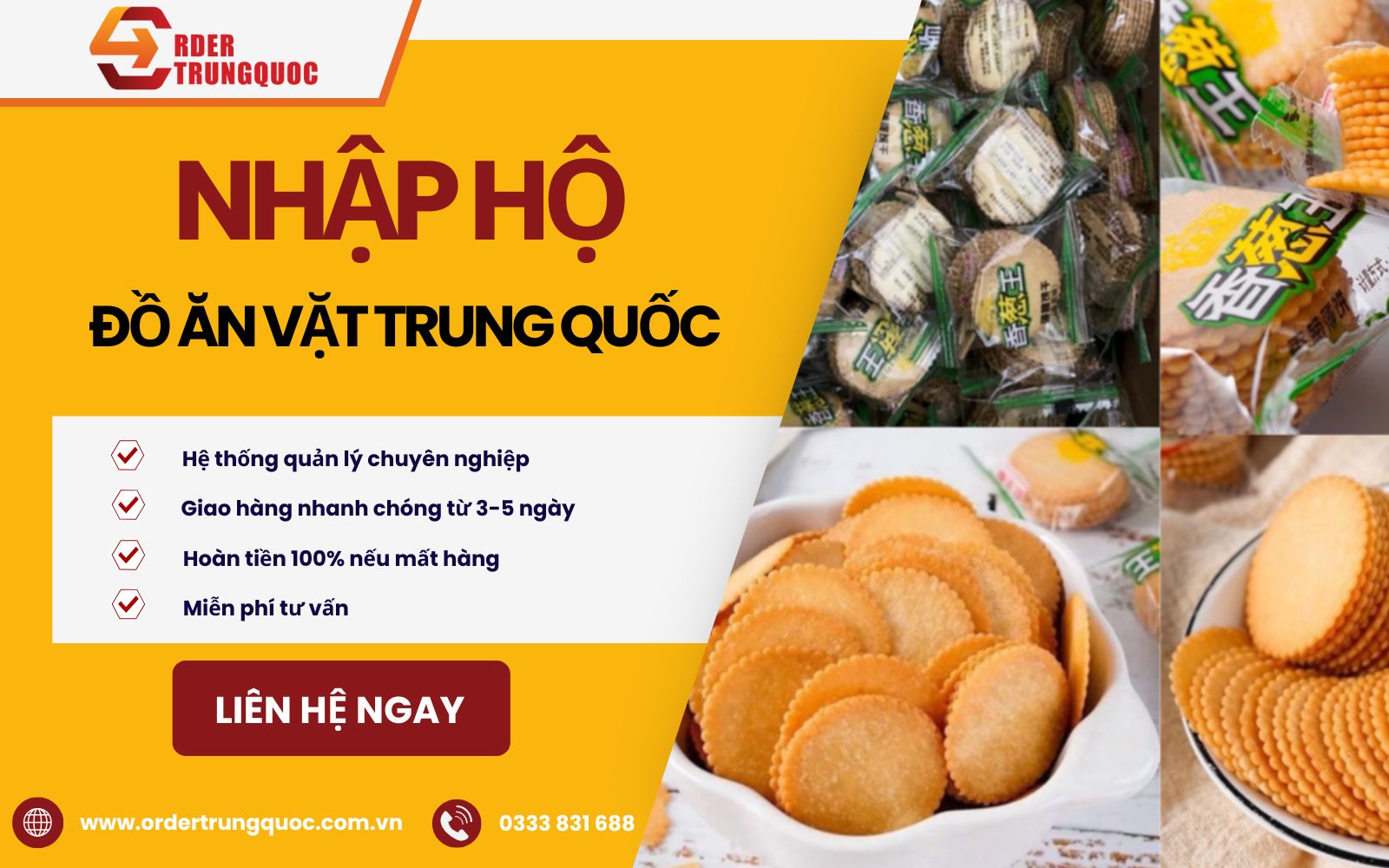 Dịch vụ order hộ đồ ăn vặt nội địa Trung giá rẻ tại Order Trung Quốc